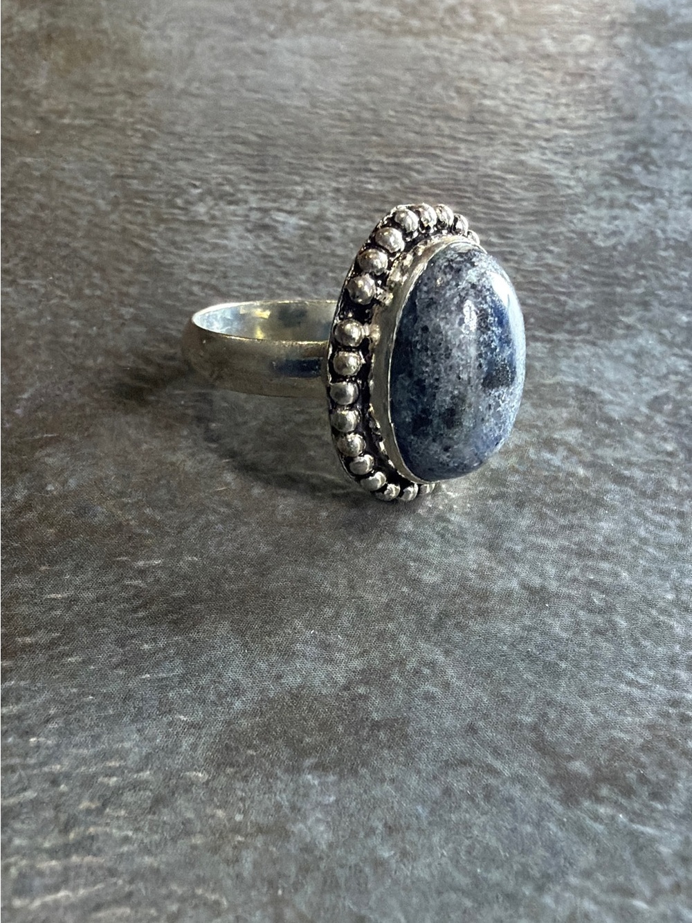Vintage Style Boho Women Jewelry Ring Size 7.5 Silver 925 Sodalite Gemstone - Picture 3 of 4